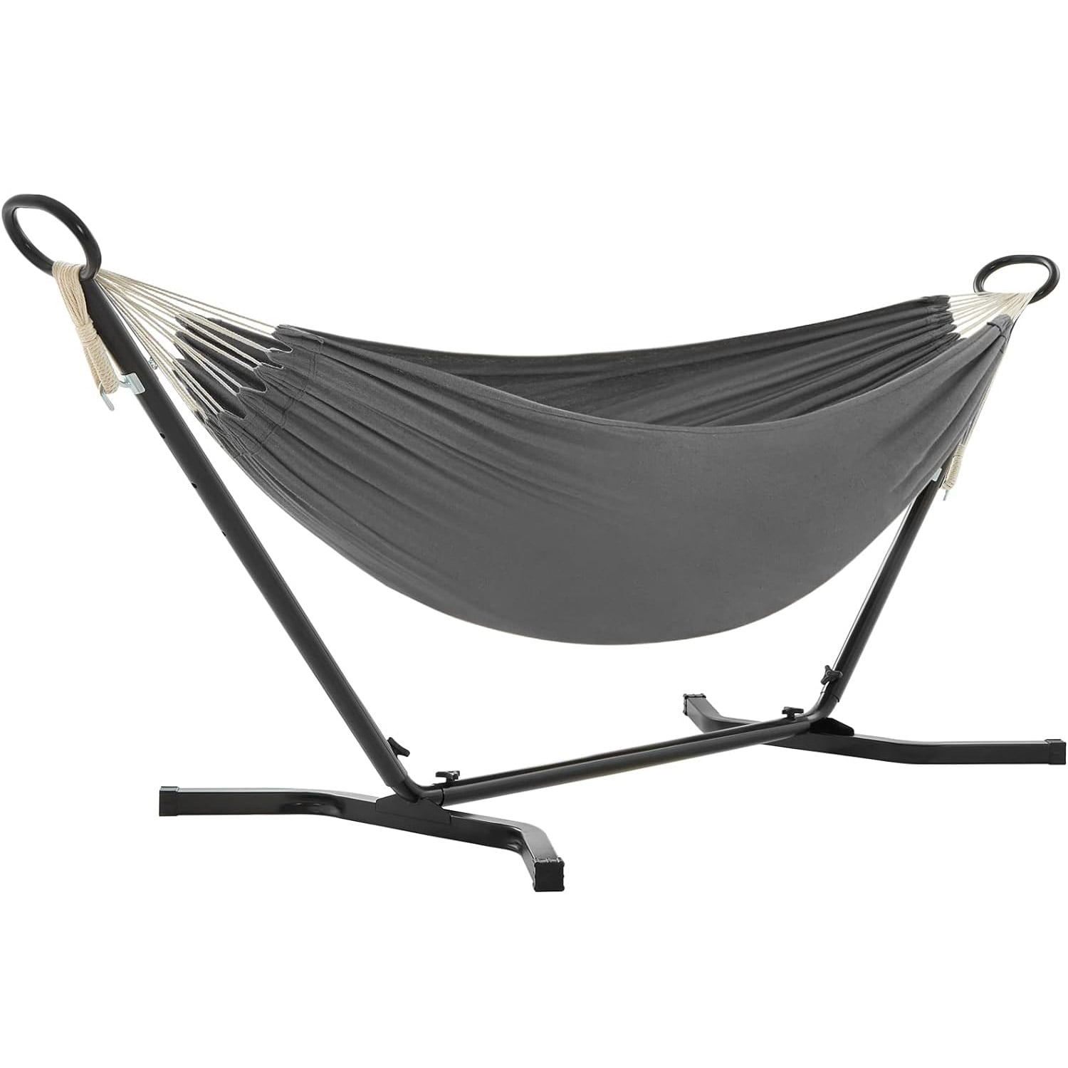 Hamac cadru metalic reglabil 5 inaltimi maxim 240 kg, 300x90x95 cm, confort, gri