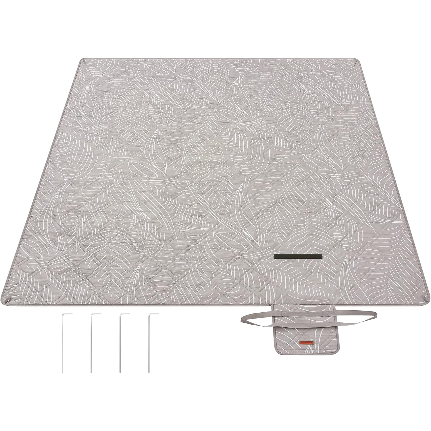 Patura picnic impermeabila 200x200 cm, cu ancore de fixare, pliabila, lavabila, multistrat, kaki cu model tropical
