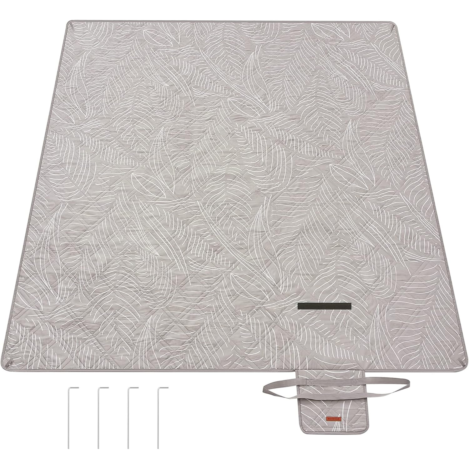 Patura picnic impermeabila 300x200 cm, cu ancore de fixare, pliabila, lavabila, multistrat, kaki cu model tropical