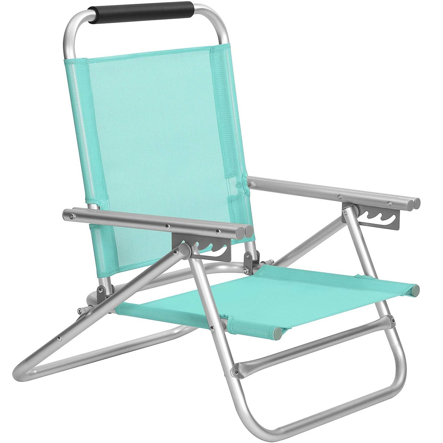 Scaun plaja portabil cu spatar rabatabil 4 pozitii, cadru aluminiu usor 2.5 kg, max 150 kg, verde