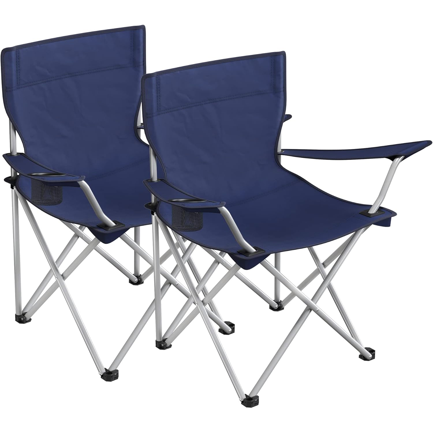 Set 2 scaune pliabile camping cu suport bauturi, husa transport, 52x84x81 cm, 120 kg, albastru