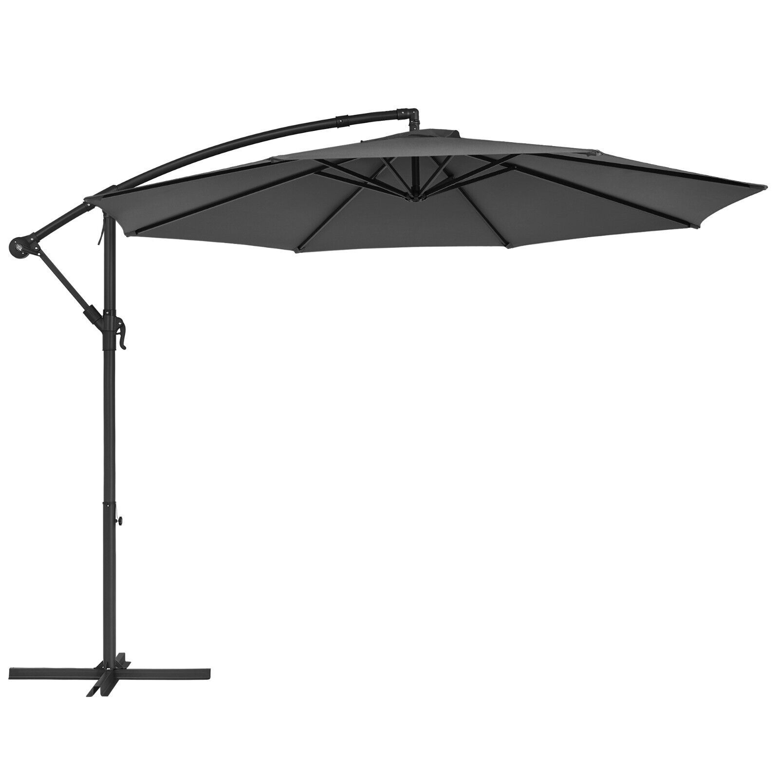 Umbrela de gradina cu brat lateral banana, 300cm, gri