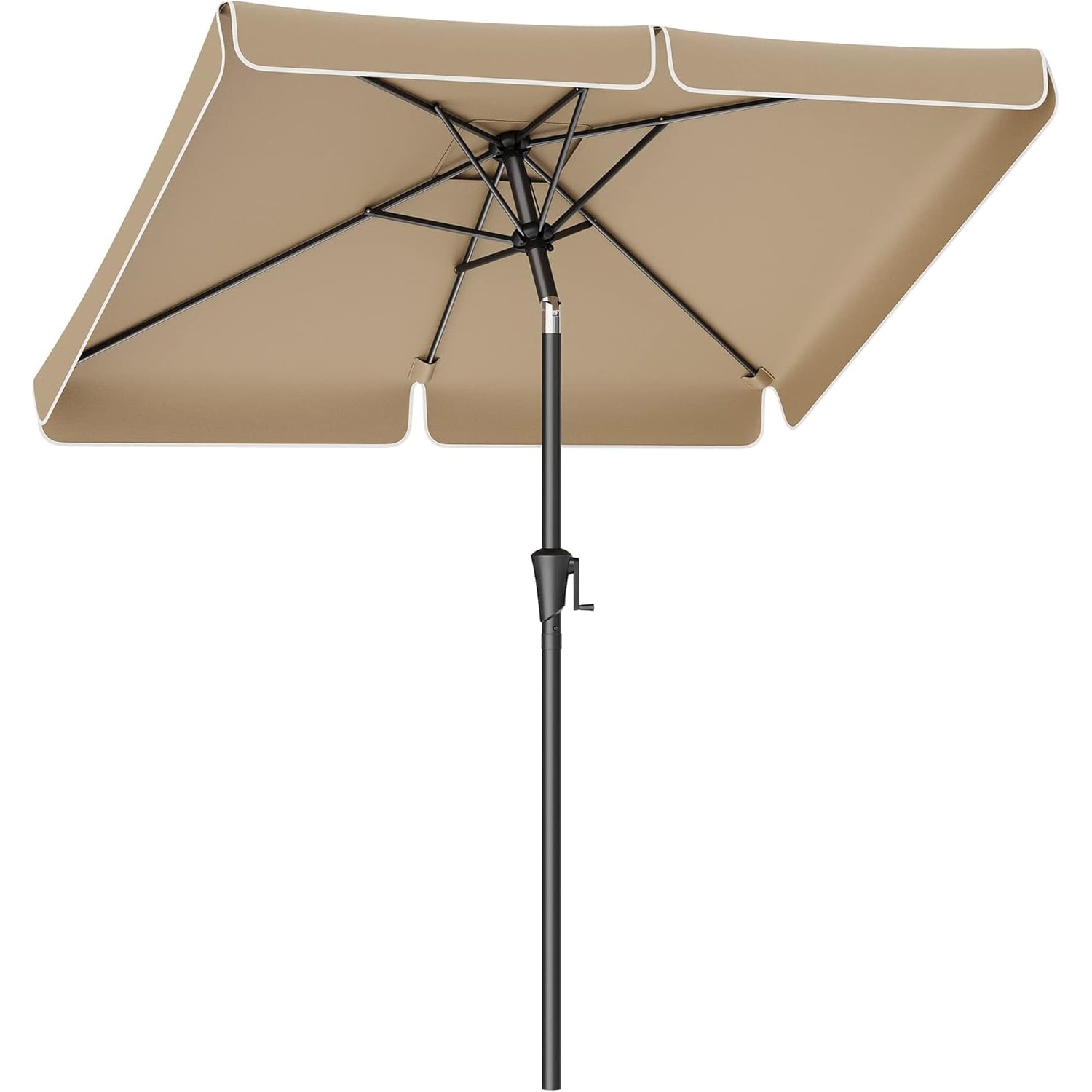 Umbrela de gradina cu manivela, 200x150 cm, UPF 50+, inclinare 30A , structura metalica, maro taupe