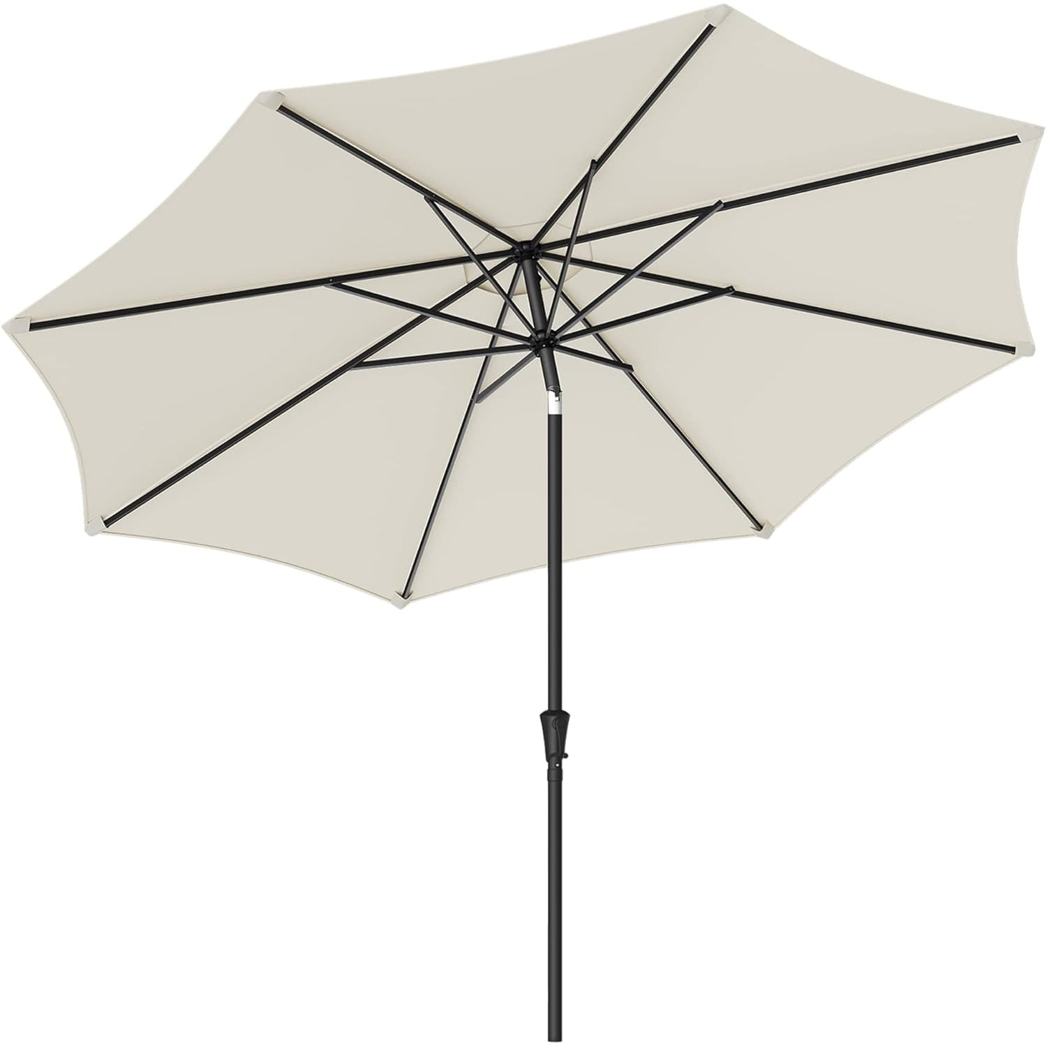 Umbrela de gradina cu manivela, 330 cm, UPF 50+, inclinare 30A , structura metalica cu 8 spite, bej