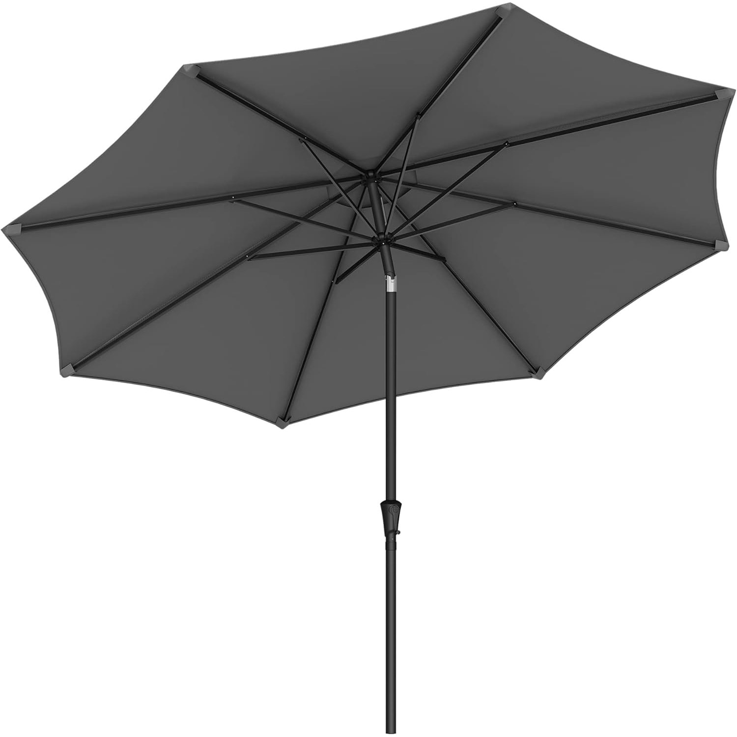 Umbrela de gradina cu manivela, 330 cm, UPF 50+, inclinare 30A , structura metalica cu 8 spite, gri