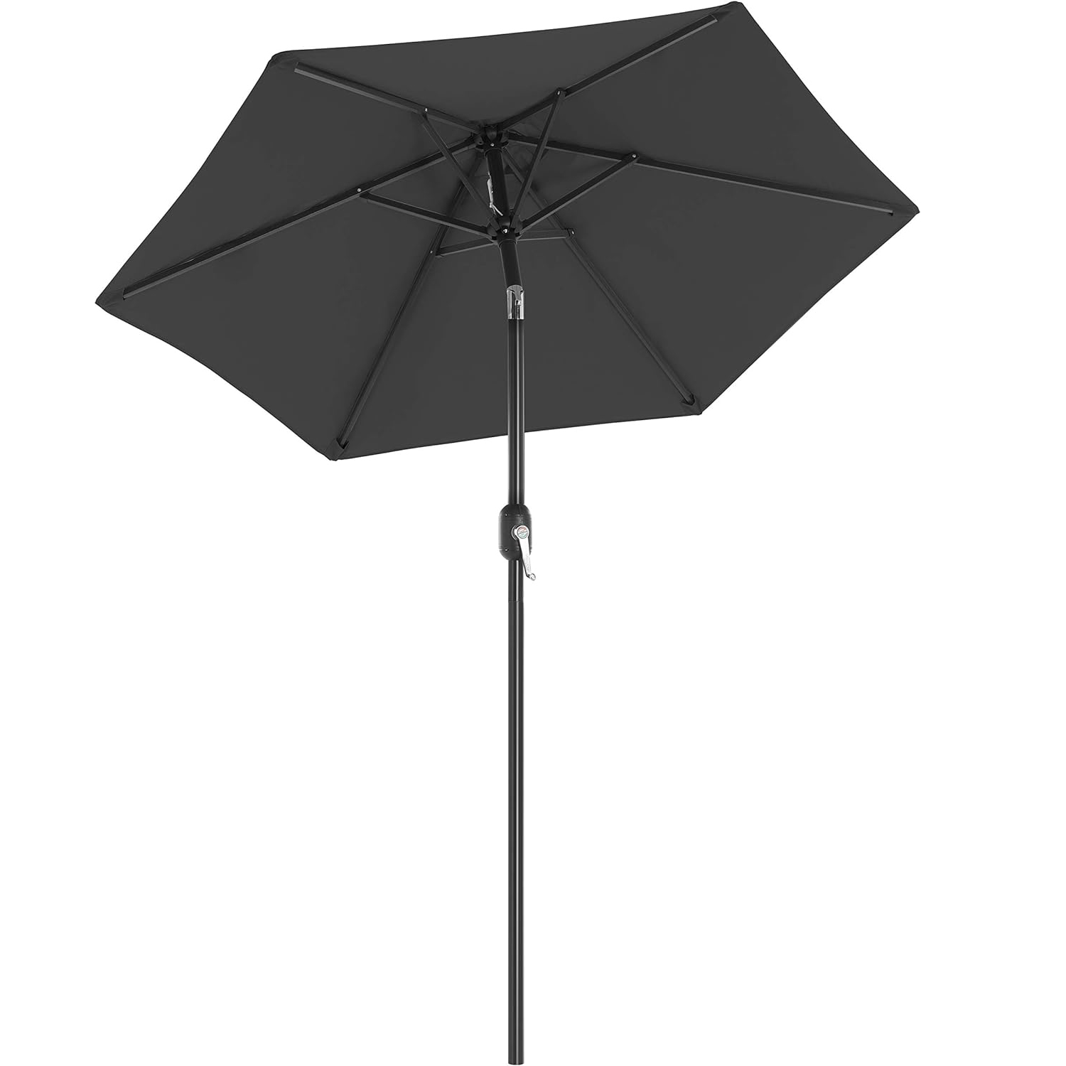 Umbrela gradina manivela inclinare 200 cm poliester uv50, stalp metalic, compacta, gri