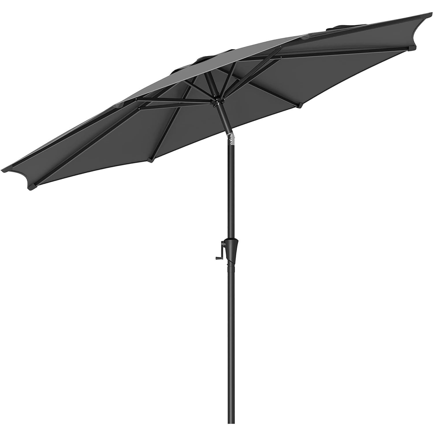 Umbrela gradina cu manivela si sistem inclinare 30, poliester 180g m2 UPF 50+, stalp metalic, D300 cm, gri