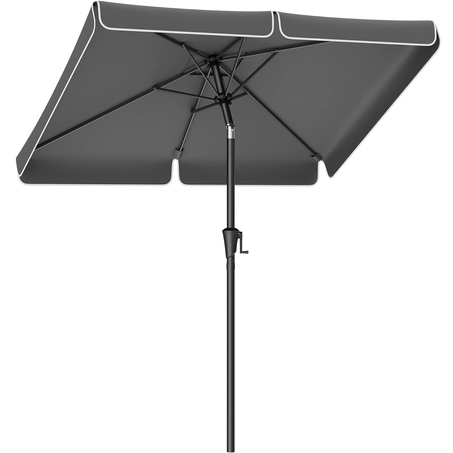Umbrela terasa dreptunghiulara cu manivela si inclinare 30, poliester 180g m2 UPF 50+, 200x150 cm, gri