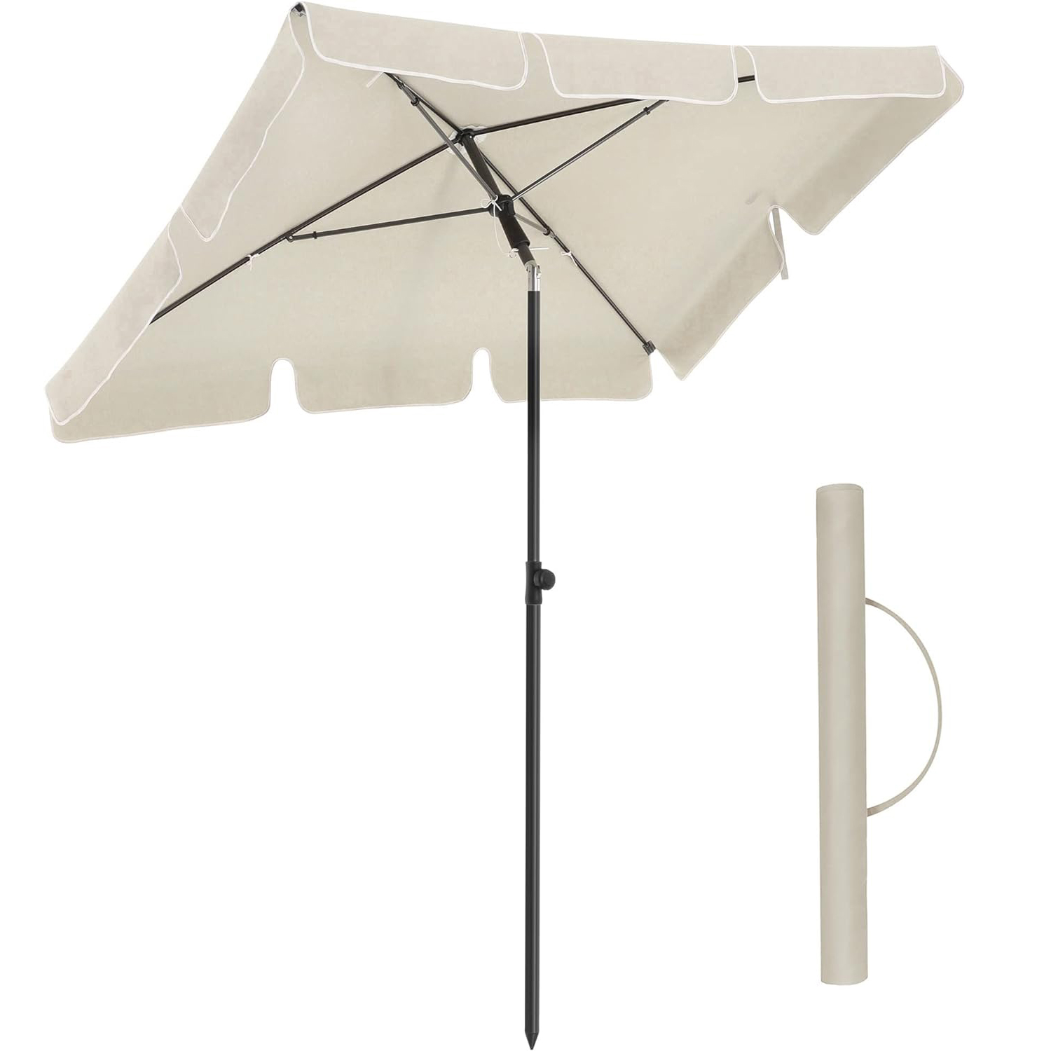 Umbrela terasa gradina sau plaja, cu inclinare, husa, 180x125cm, bej