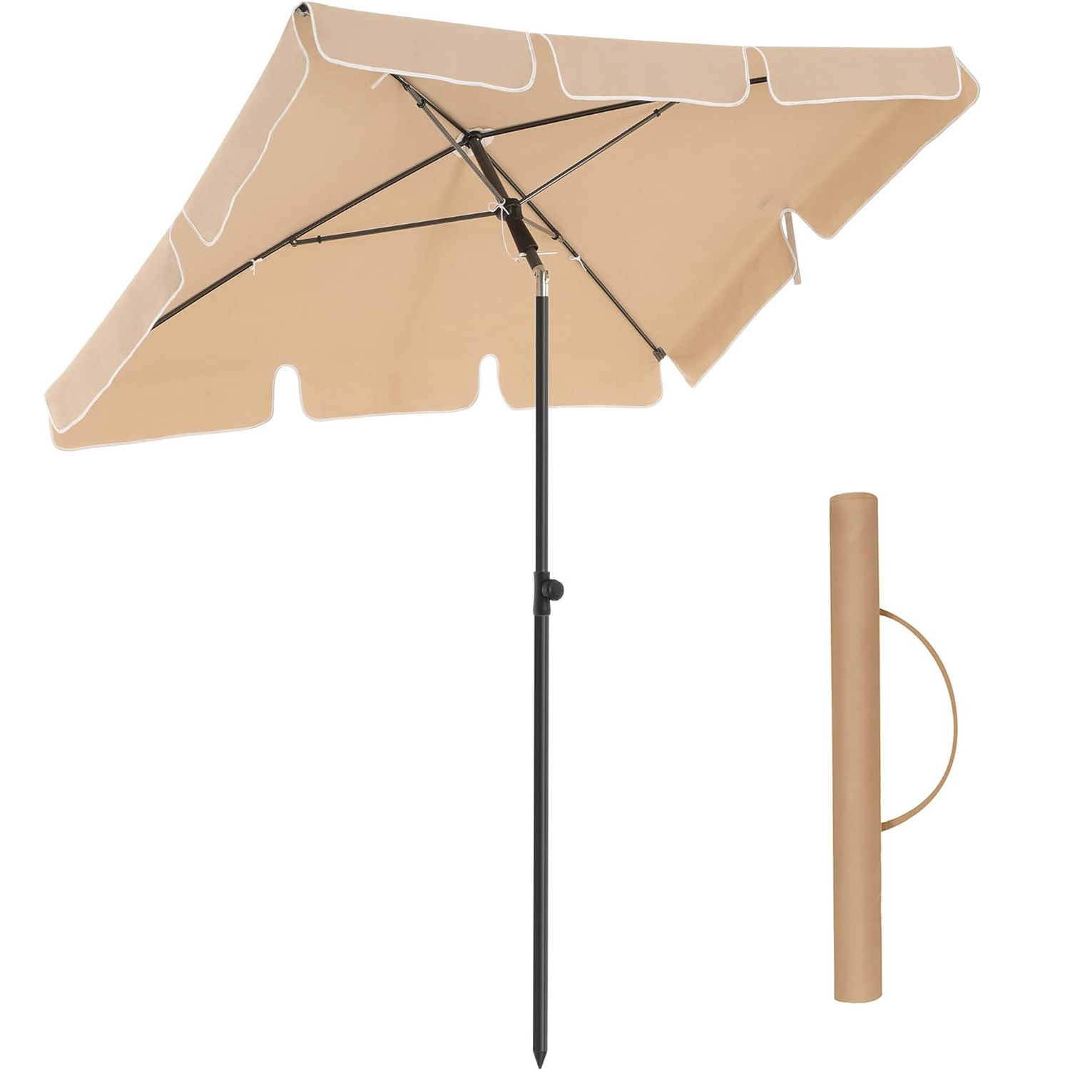Umbrela terasa gradina sau plaja, cu inclinare, husa, 200x125cm, taupe