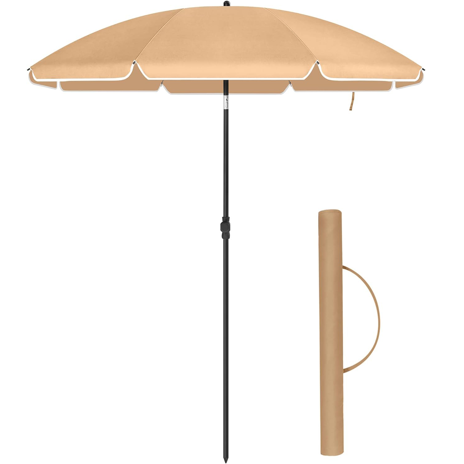 Umbrela terasa sau plaja cu inclinare si husa protectie, diametru 160 cm, taupe