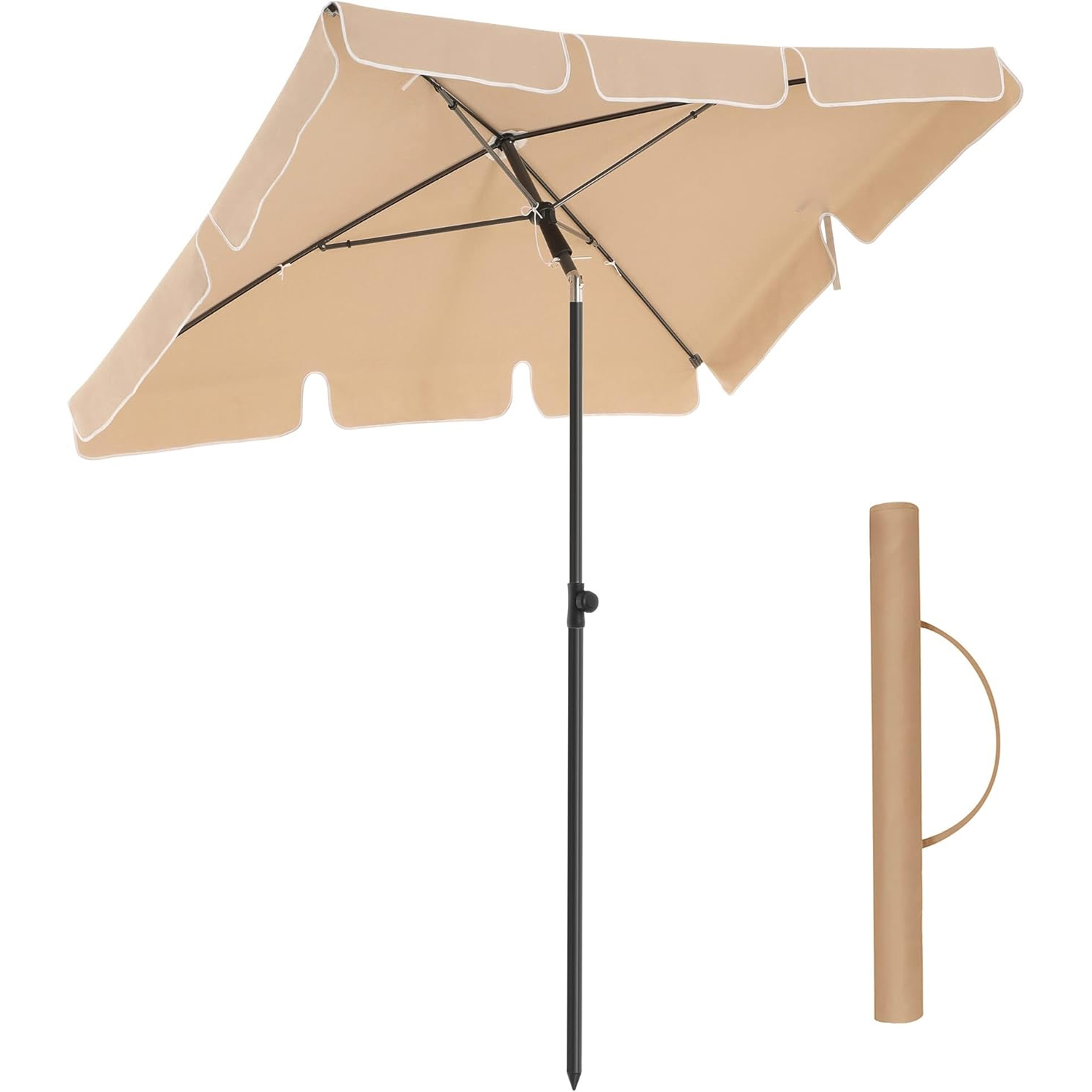 Umbrela terasa gradina sau plaja, inclinare 2 directii, protectie UV UPF 50+, 180x125 cm, maro taupe