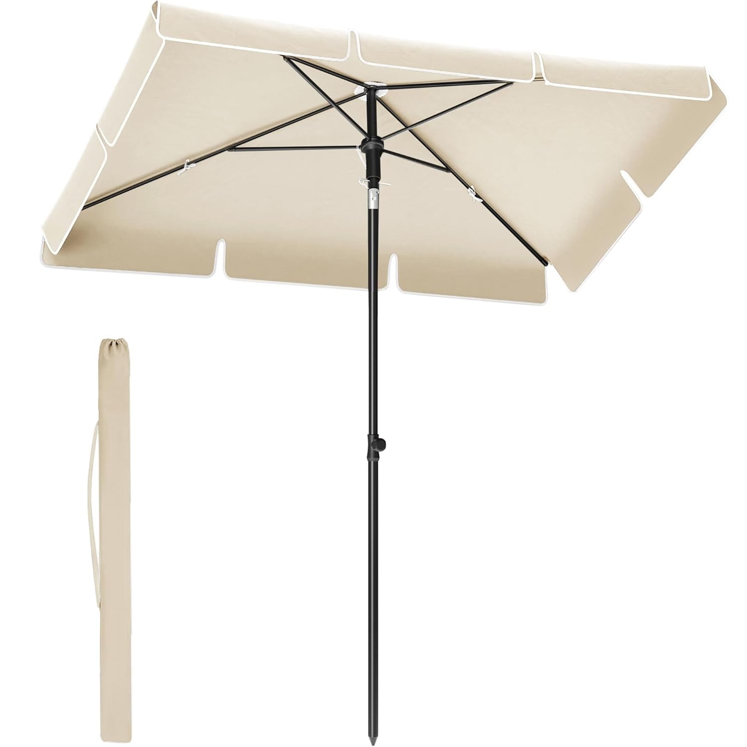 Umbrela terasa sau gradina reglabila, inclinare 2 directii, protectie UV UPF 50+, husa inclusa, 230x150 cm, bej