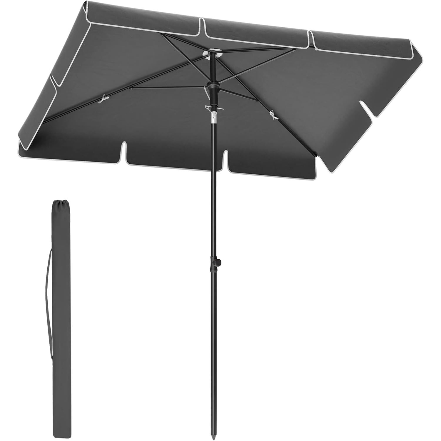 Umbrela terasa sau gradina reglabila, inclinare 2 directii, protectie UV UPF 50+, husa inclusa, 230x150 cm, gri