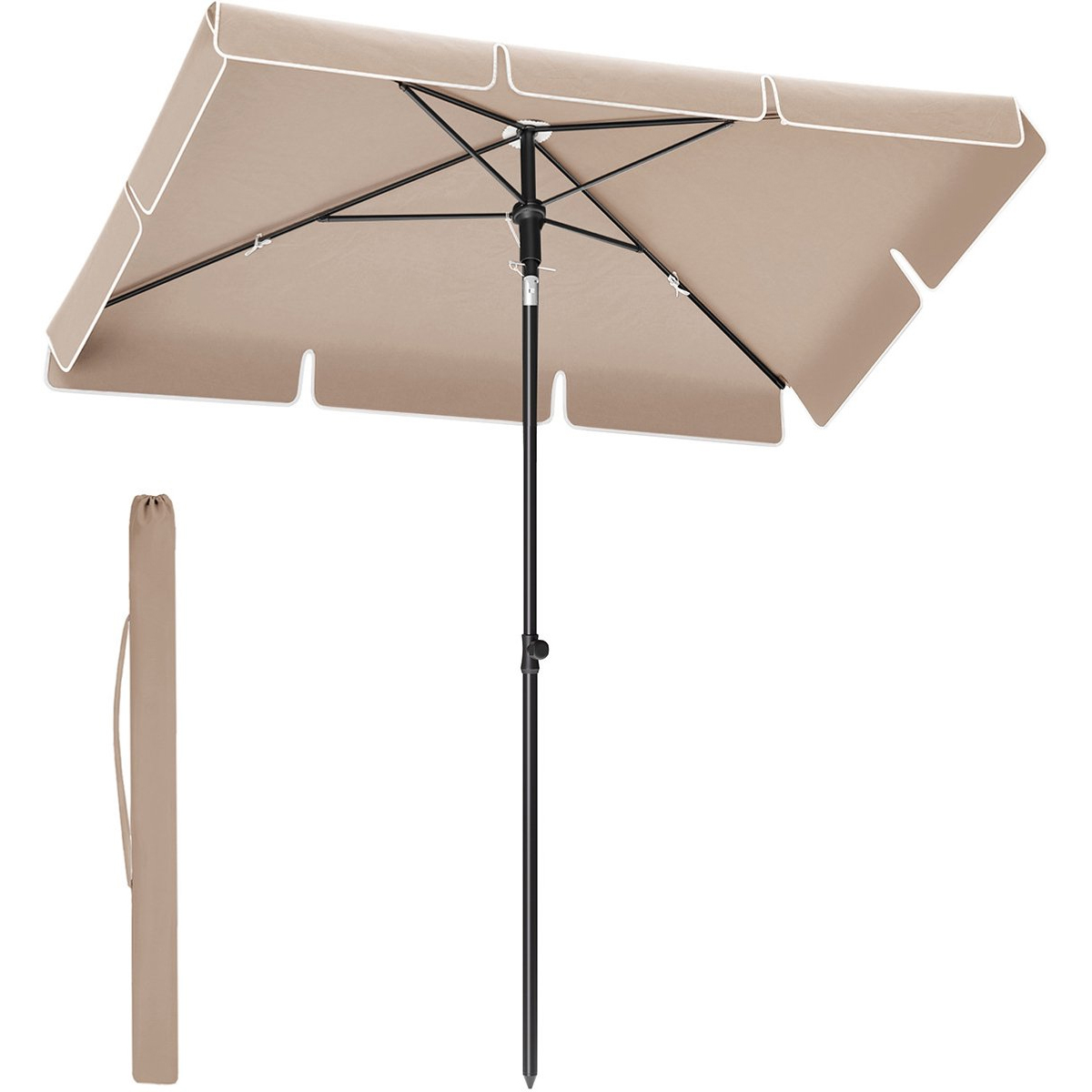 Umbrela terasa sau gradina reglabila, inclinare 2 directii, protectie UV UPF 50+, husa inclusa, 230x150 cm, maro taupe