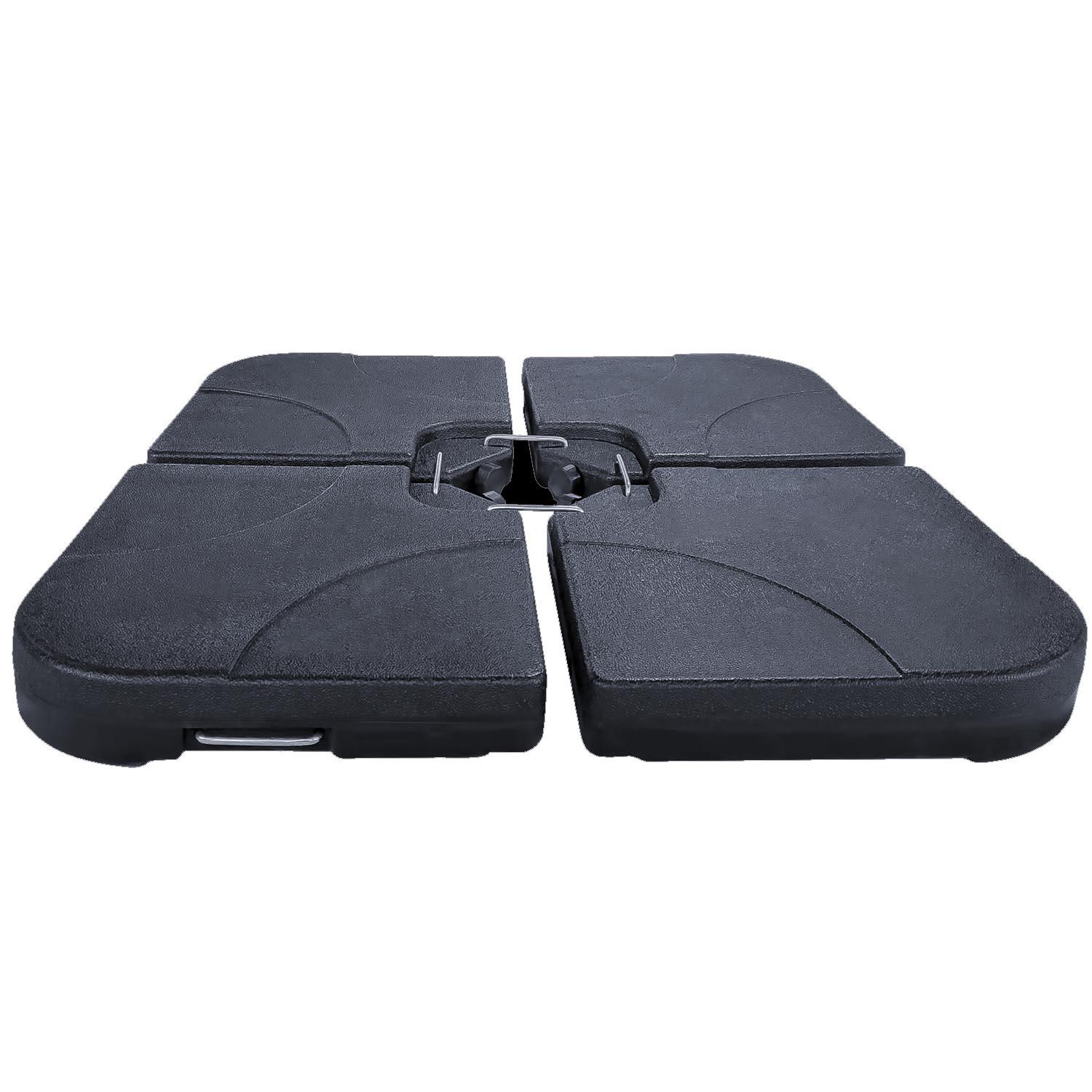 Suport baza umbrela 4 elemente umplere apa nisip plastic uv, 50x50x8 cm, maxim 80 kg, negru