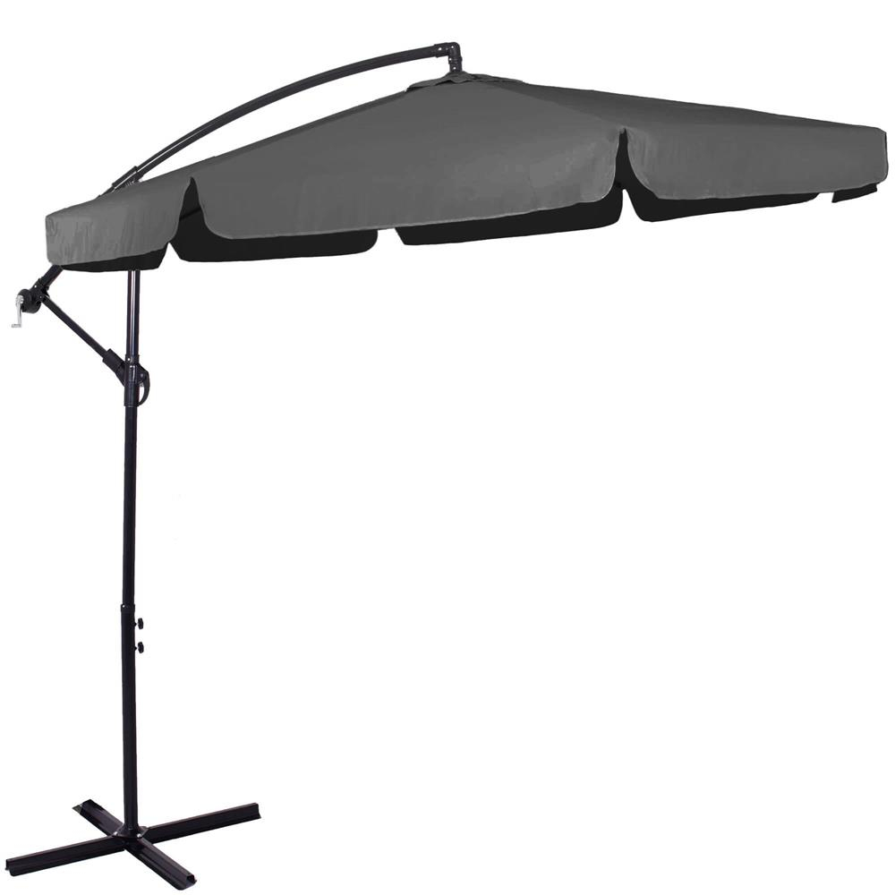 Umbrela gradina brat lateral banana cu husa poliester, 300 cm diametru, manivela, gri