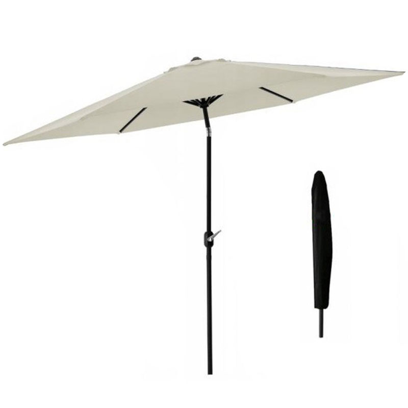 Umbrela terasa gradina manivela inclinare husa poliester, 300 cm diametru, protectie uv, bej