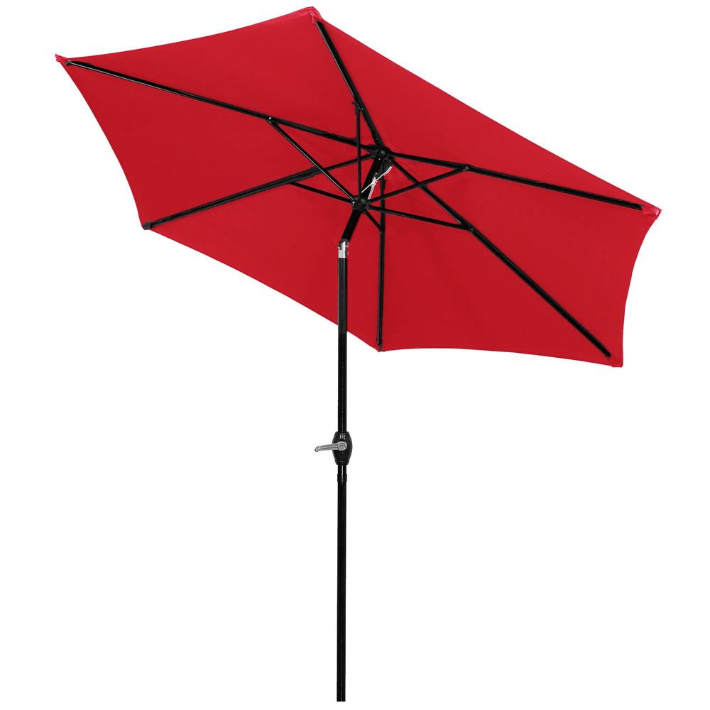 Umbrela terasa gradina manivela inclinare poliester 250 cm, protectie uv, rosu